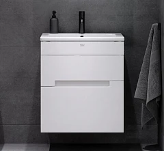 Тумба с раковиной Alavann Rita 60 белый глянец (раковина Quadro 60)