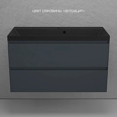 Тумба с раковиной Style Line Манхэттен 100 подвесная графит (раковина Asti 100*45 антрацит)