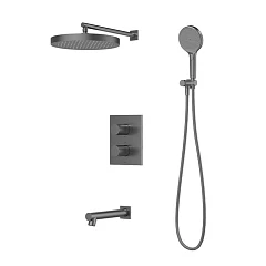 Душевой комплект Iddis Duna DUNGMSTi68 с термостатом и изливом скрытый монтаж графит матовый