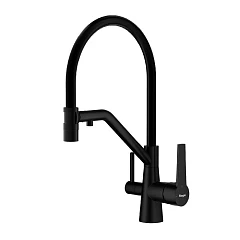 Смеситель Raglo R80.62.06 для кухни с гибким изливом и функцией подключения фильтра черный матовый