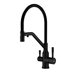 Смеситель Raglo R81.62.06 для кухни с гибким изливом и функцией подключения фильтра черный матовый