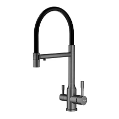 Смеситель Raglo R81.63.09 для кухни с гибким изливом и функцией подключения фильтра графит