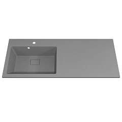 Полувстраиваемая раковина Uperwood Cosmos Quartz 120*48 L для установки над стиральной машиной, серый шелк