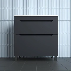 Тумба с раковиной Style Line Остин 80 напольная графит