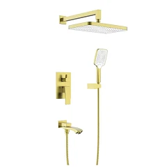 Душевой комплект Raglo R01.27.03 с изливом скрытый монтаж золотой сатин