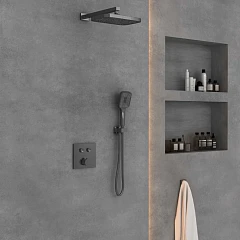 Душевой комплект Vincea VSFW-4211GM скрытый монтаж вороненая сталь