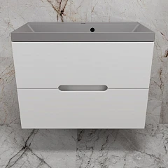 Тумба с раковиной Style Line Матис 80 белая матовая (раковина Asti 80*45 серый шелк)