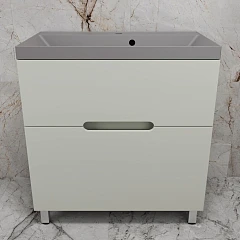 Тумба с раковиной Style Line Матис 80 напольная олива (раковина Asti 80*45 серый шелк)