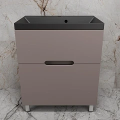 Тумба с раковиной Style Line Матис 70 напольная тауп темный (раковина Asti 70*45 антрацит)