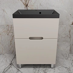 Тумба с раковиной Style Line Матис 60 напольная крем (раковина Asti 60*45 антрацит)