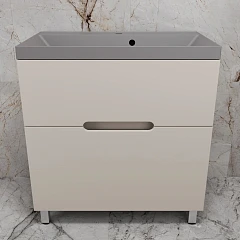 Тумба с раковиной Style Line Матис 80 напольная крем (раковина Asti 80*45 серый шелк)