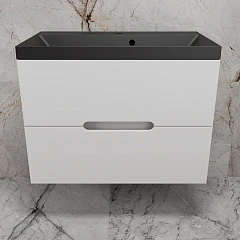 Тумба с раковиной Style Line Матис 80 белая матовая (раковина Asti 80*45 антрацит)