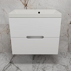 Тумба с раковиной Style Line Матис 70 белая матовая (раковина Asti 70*45 жасмин)