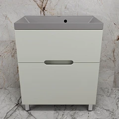 Тумба с раковиной Style Line Матис 70 напольная олива (раковина Asti 70*45 серый шелк)