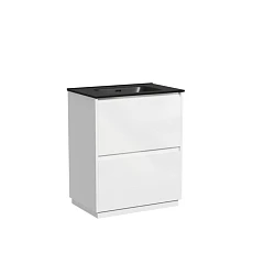 Тумба с раковиной Sancos Libra 70 напольная белый глянец (раковина Element CN7007MB черная матовая)