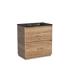 Тумба с раковиной Sancos Libra 80 напольная дуб чарльстон (раковина Element CN7005MB черная матовая)