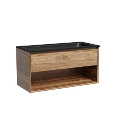 Тумба с раковиной Sancos Marmi 1.0 100 дуб чарльстон (раковина Grace CN7013MB черная матовая)