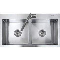 Кухонная мойка Melana ProfLine 80*45 двойная врезная прямоугольная сатин