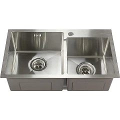 Кухонная мойка Melana ProfLine 72*40 двойная врезная прямоугольная сатин