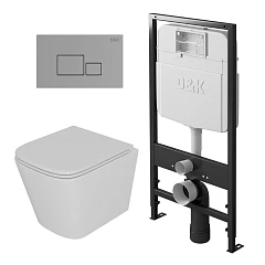 Комплект инсталляции DQ DI8055119 с безободковым унитазом Berlin, клавиша смыва Quadro хром