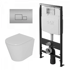 Комплект инсталляции DQ DI8055119 с безободковым унитазом Venice, клавиша смыва Quadro матовый хром