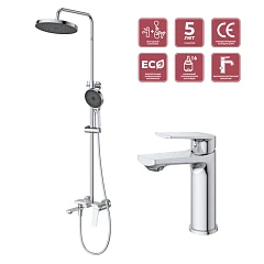 Комплект смесителей Cezares Comfort COMFORT-CVD/LS-01 (душевая стойка с изливом и смеситель для раковины)