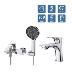 Комплект смесителей BelBagno Marino MARINO-VASM/LVM-CRM (смеситель для ванны и душа и смеситель для раковины)