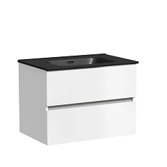 Тумба с раковиной Sancos Urban 70 белый глянец (раковина Element CN7007MB черная матовая)