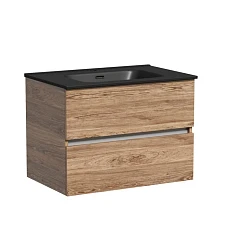 Тумба с раковиной Sancos Urban 70 дуб чарльстон (раковина Element CN7007MB черная матовая)