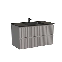 Тумба с раковиной Sancos Snob R 90 Doha Soft (раковина Element CN7002MB черная матовая)