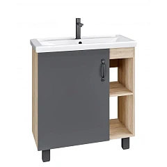 Тумба с раковиной Grossman Флай 70 дуб сонома/серая (раковина Comfort 70 Polytitan)