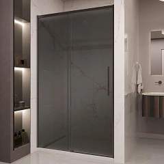 Душевая дверь в нишу Vincea Stella 120*200 стекло тонированное профиль черный матовый без поддона