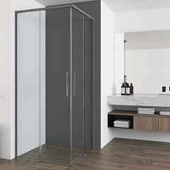 Душевой уголок Vincea Ultima VSS 100*100*200 профиль вороненая сталь без поддона