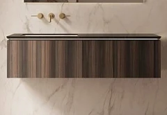 Тумба с раковиной Vincea Luxe 140 натуральный орех (раковина натуральный мрамор черный Versace L)