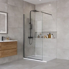 Душевая перегородка BelBagno Walk-in Kraft 90*195 профиль черный матовый без поддона