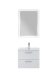 Комплект мебели BelBagno Дуэ/Due 60 белый металлик, ручки сатиновый никель