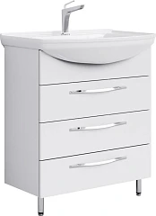 Тумба с раковиной Aqwella Аллегро 75 белый глянец 3 ящика